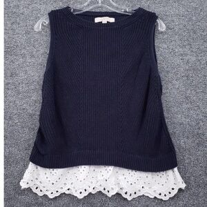 Loft Navy Blue Knit Sleeveless Sweater Vest